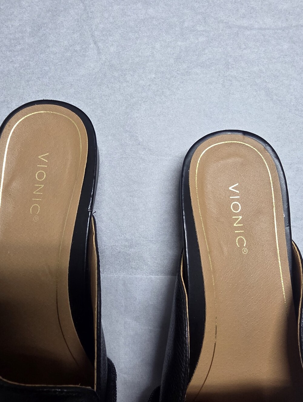 Vionic Black Leather Slip-On Beaded Strap Mules - Picture 5 of 7